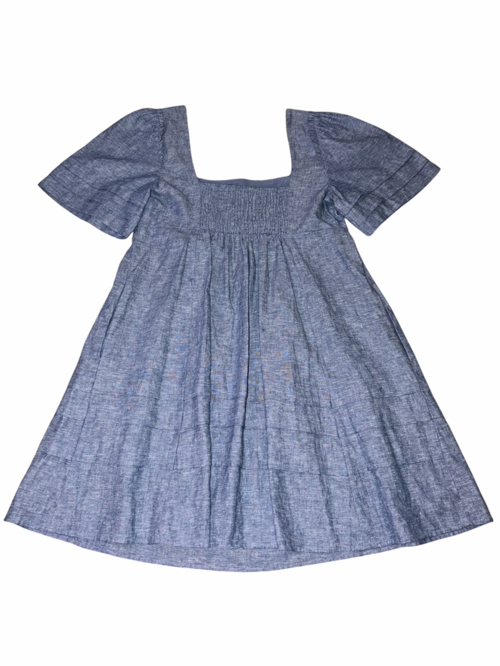 EUC Draper James Linen Cotton Blue Chambray Dress Summer Medium Granola Capsule - Picture 2 of 7